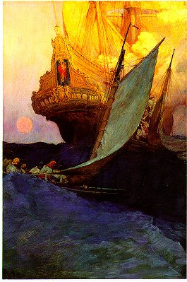 An Attack on a Galleon, by Howard Pyle